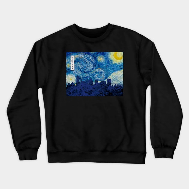 Memphis Starry Night Van Gogh Crewneck Sweatshirt by Ferrazi